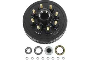 RALZAOTO 12" X 2" Trailer Brake Drum Kit 8 on 6.5" B.C. for 7000lbs Axles, 25580/14125A Trailer Brake Hub Drum Assembly with 9/16" Studs- 22050k 008-219-04