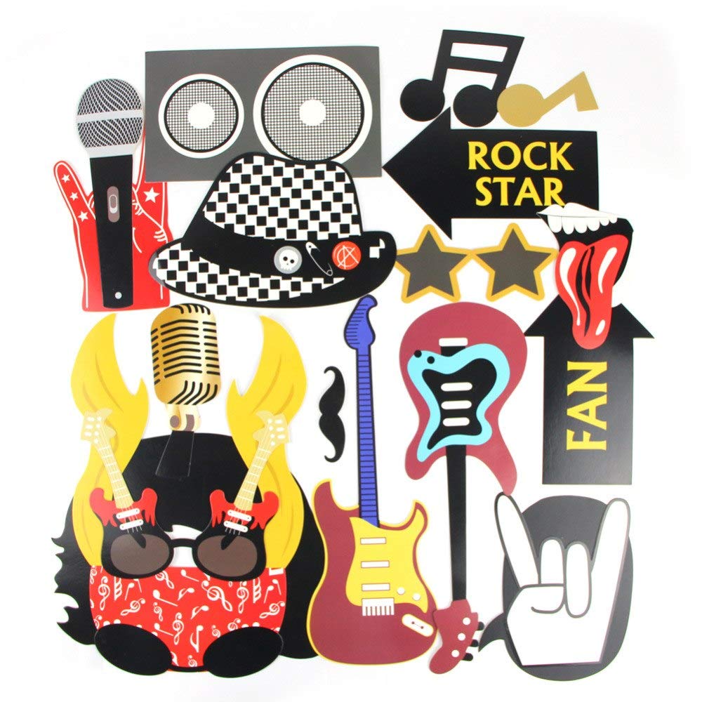 Hitsan Incorporation 18pcs Rock Party Photo Booth Props For