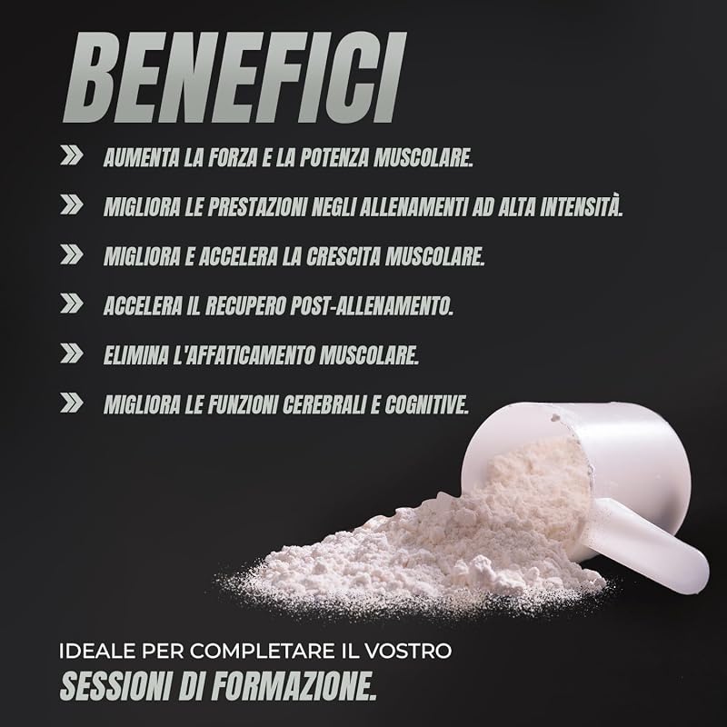 Creatina Monoidrata | Creatina Pura microfiltrata | Favorisce la crescita muscolare e migliora la resistenza fisica | Elevata solubilità | Formato in polvere, Gusto Neutro 300gr