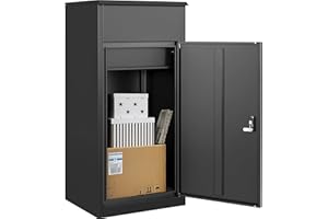 SISESOL Large Package Delivery Box for Outside with Combination Lock,Parcel Drop Boxes Secure Storage, Anti-Theft Steel Parcel Box, Package Delivery Boxs for Home,Porch, Fence,Curbside (41.3" H)