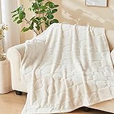 NEWCOSPLAY Super Soft Throw Blanket Ivory Love Premium Silky Flannel Fleece 3D Heart Checkered Lightweight Bed Blanket All Season Use (Ivory Love, Throw(50"x70"))