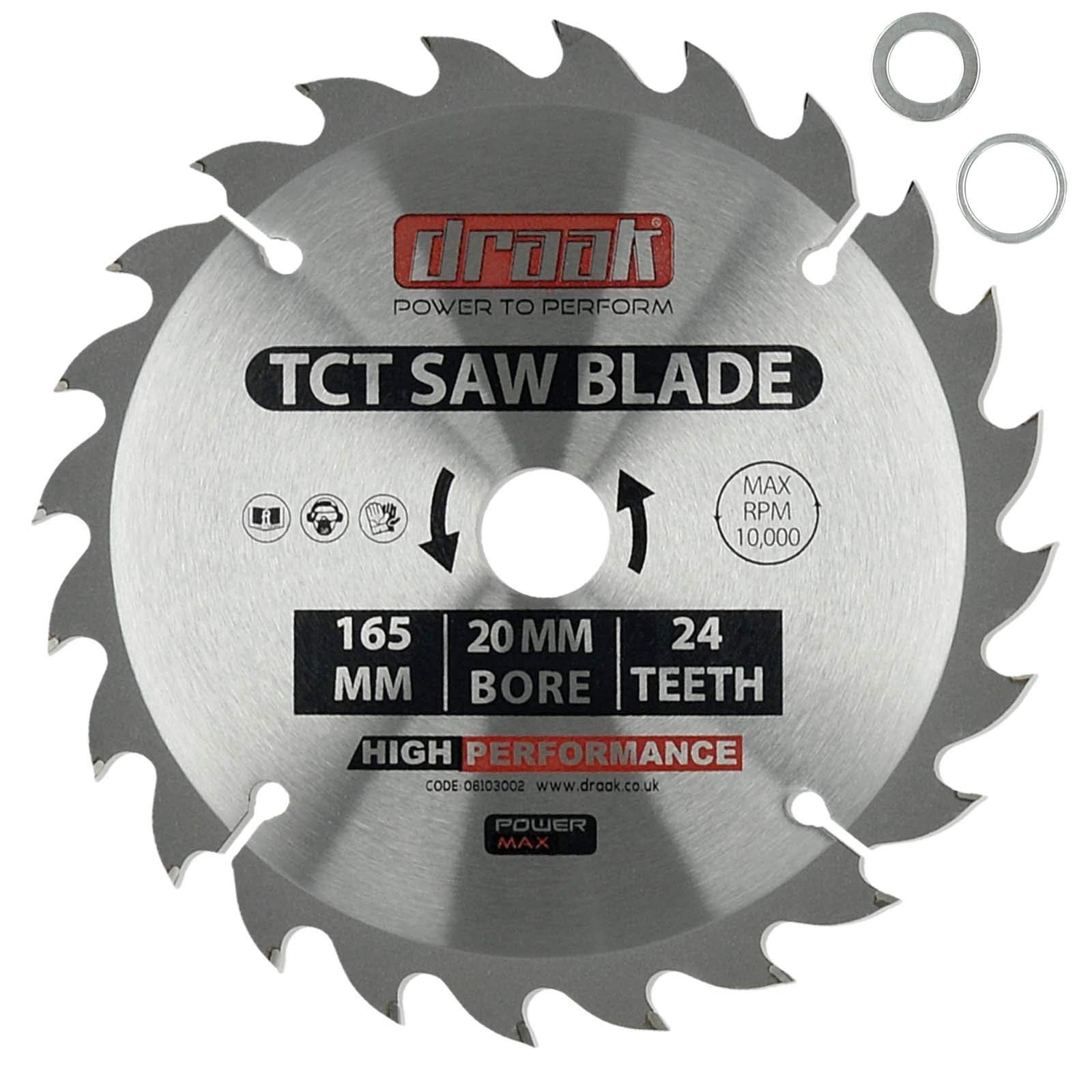 Draak TCT Circular Saw Blade Wood Cutter 165 x 20 x 24 Teeth Carbide for Wood Cutting Woodworking