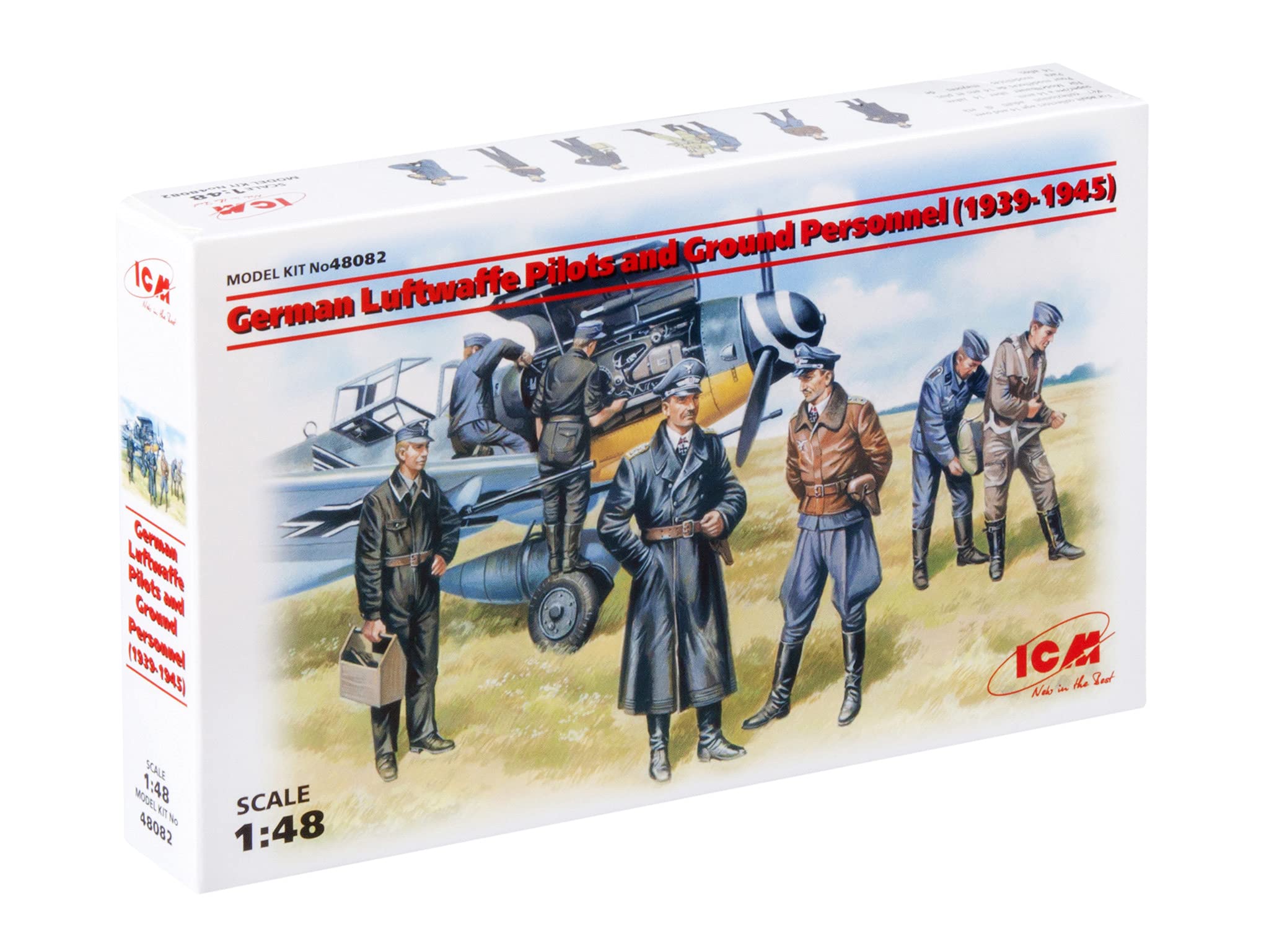 ICM ICM48082 1:48-Luftwaffe Pilots & Ground Personnel (1939-1945)