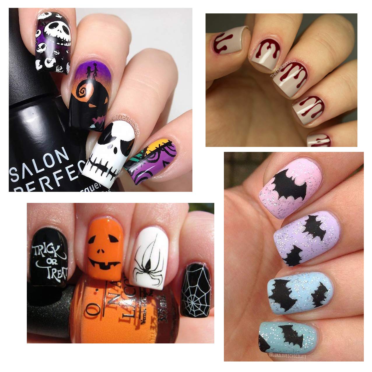 TailaiMei 1500 Pcs Halloween Nail Decals Stickers, 12 Sheets Self-Adhesive DIY Nail Art Tips Stencil for Halloween Party, Include Pumpkin/Bat/Ghost/Witch etc: Beauty