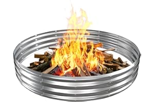 VAMFUTRE Large Metal Fire Pit Ring/Bonfire Fire Ring- 6 FT Diameter, 0.7 MM Thick,1 ft High, Durable and Stylish for Outdoor Fire Pits,Patios and Camping (Silver, 6X6X1 ft)