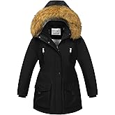 CREATMO US Girl's Sherpa Long Winter Coat Thicken Warm Parka Durable Waterproof Puffer Ski Jacket