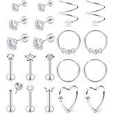 Ftovosyo 18g Cartilage Earring Surgical Steel Earrings for Women Forward Helix Earring Hoop Conch Studs Tragus Earrings Daith Piercing Jewelry for Men