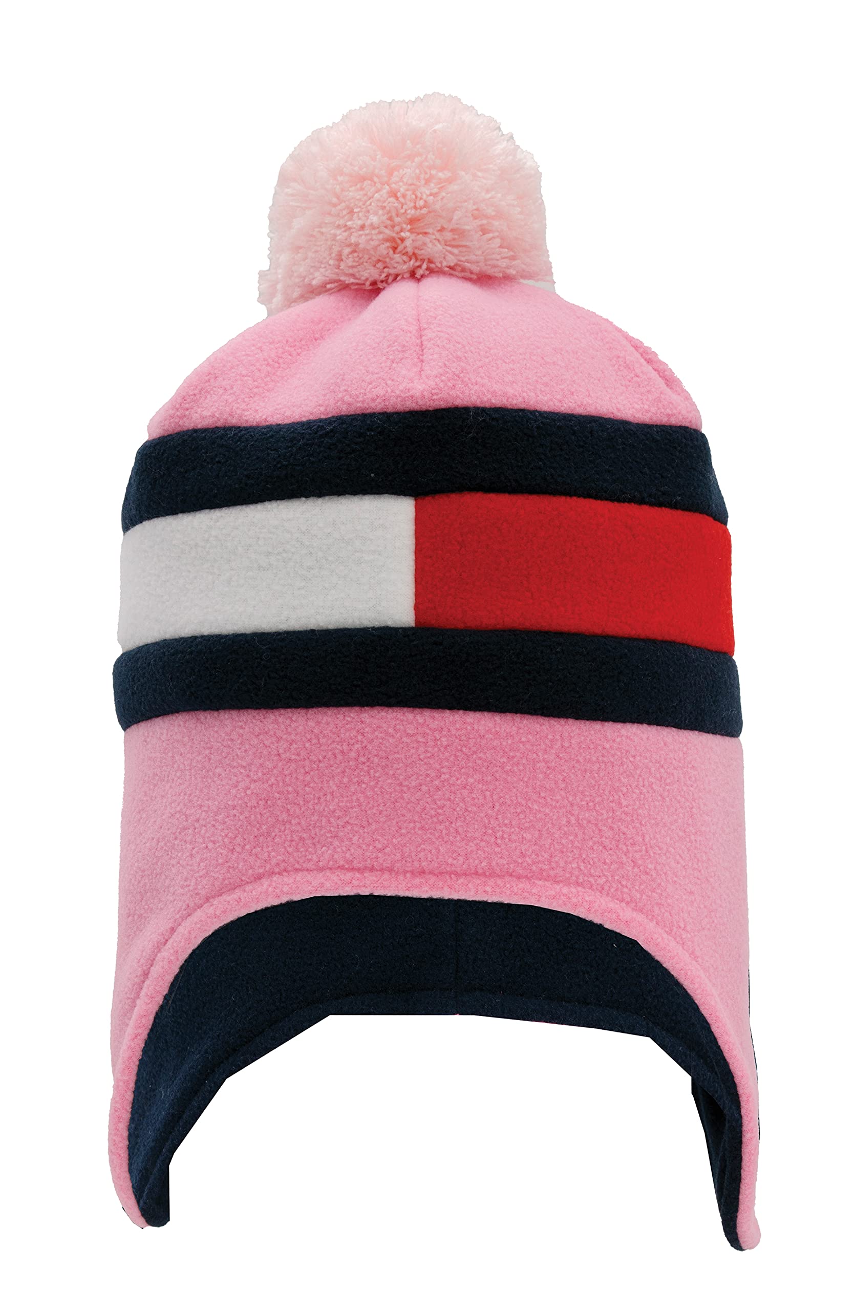 Tommy Hilfiger Girls Pom Pom Hats, Pink Earflap, 5-8