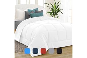 Equinox International Comforter - Siliconized Fiberfill - (350 GSM) White Alternative Goose Down Duvet (King) - Box Stitched 