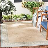 SAFAVIEH Washable Rug Outdoor Courtyard Collection - 5'3" x 7'7", Cream & Aqua Blue, Non-Shedding & Easy Cleaning, Ideal for 