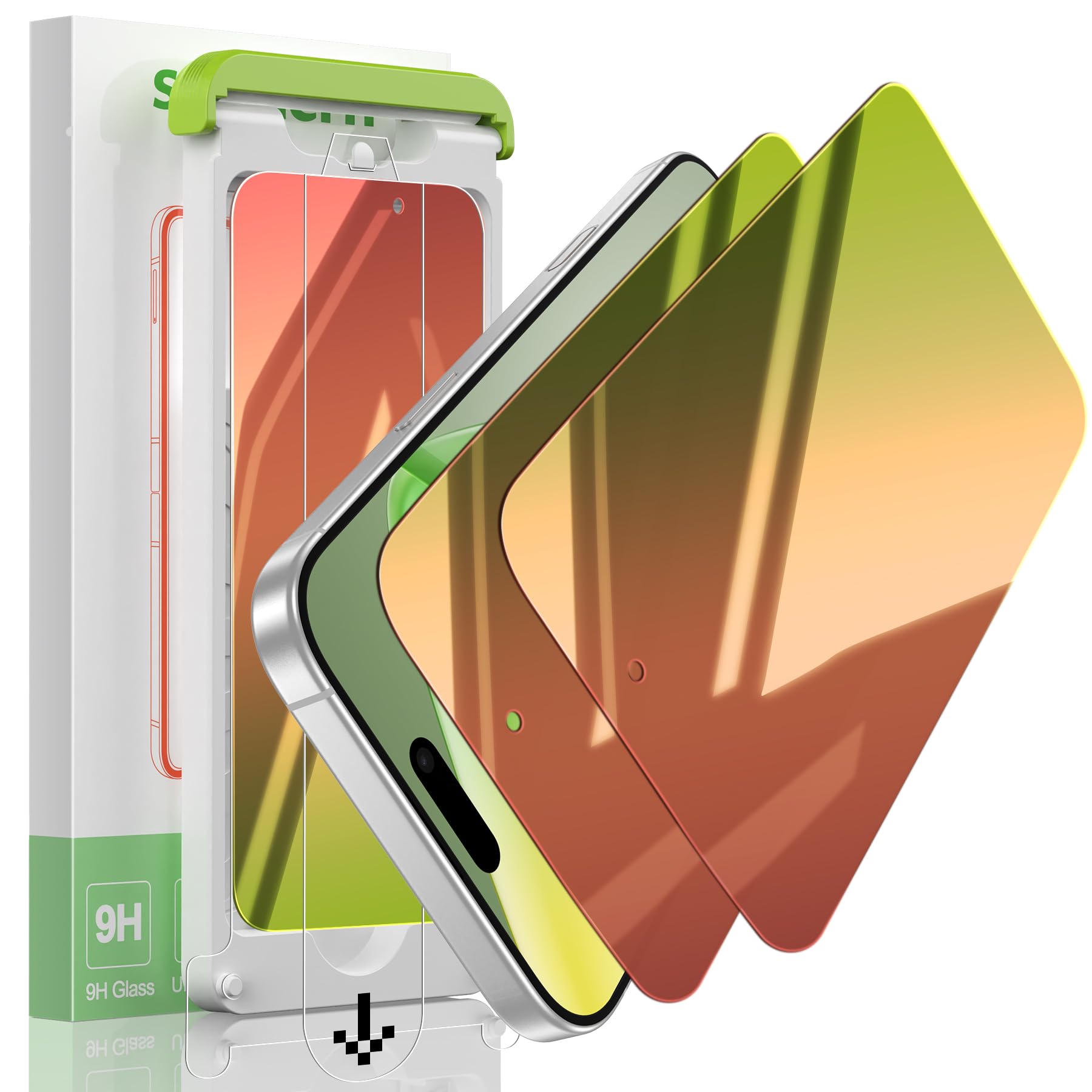 Photo 1 of sorlnern 2 Pack Privacy Screen Protector Compatible for iPhone 17 Pro, Red to Green Gradient Anti-Spy Glass Film, Shatterproof, Anti-Scratch, Touch Sensitive, No Bubbles Installation Tool