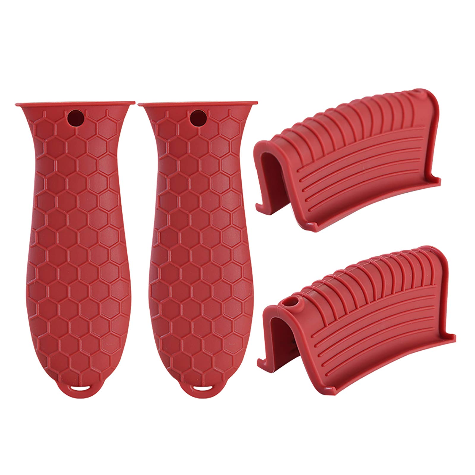 Photo 1 of 4 pcs Trumoter potholders, Silicone Assist Pan Holder for Cast Iron Skillets and Traditional Pots - Red