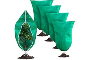 PHOPICH 4 Pack Plant Covers Freeze Protection, 32''W x 48''H 2.5oz/yd² Winter Tree Frost Blankets Frost Cloths Protectors Bag Cover with Zipper Drawstring for Outdoor Plants Shrub Fruit Trees Potted