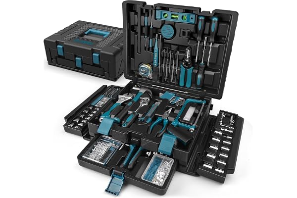Sundpey 379-PCs Home Tool Kit - Complete Household/Auto Repair Tool Set - General Portable Basic Hand Tool Box Storage Case w