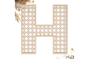 SHE LOVE Wooden Rattan Letters 8 inch Wood Letters H for Wall Decor Crafts Boho Nursery Decor for Baby Shower Wedding Bedroom Name Signs Large Rustic Letter Home Decoration