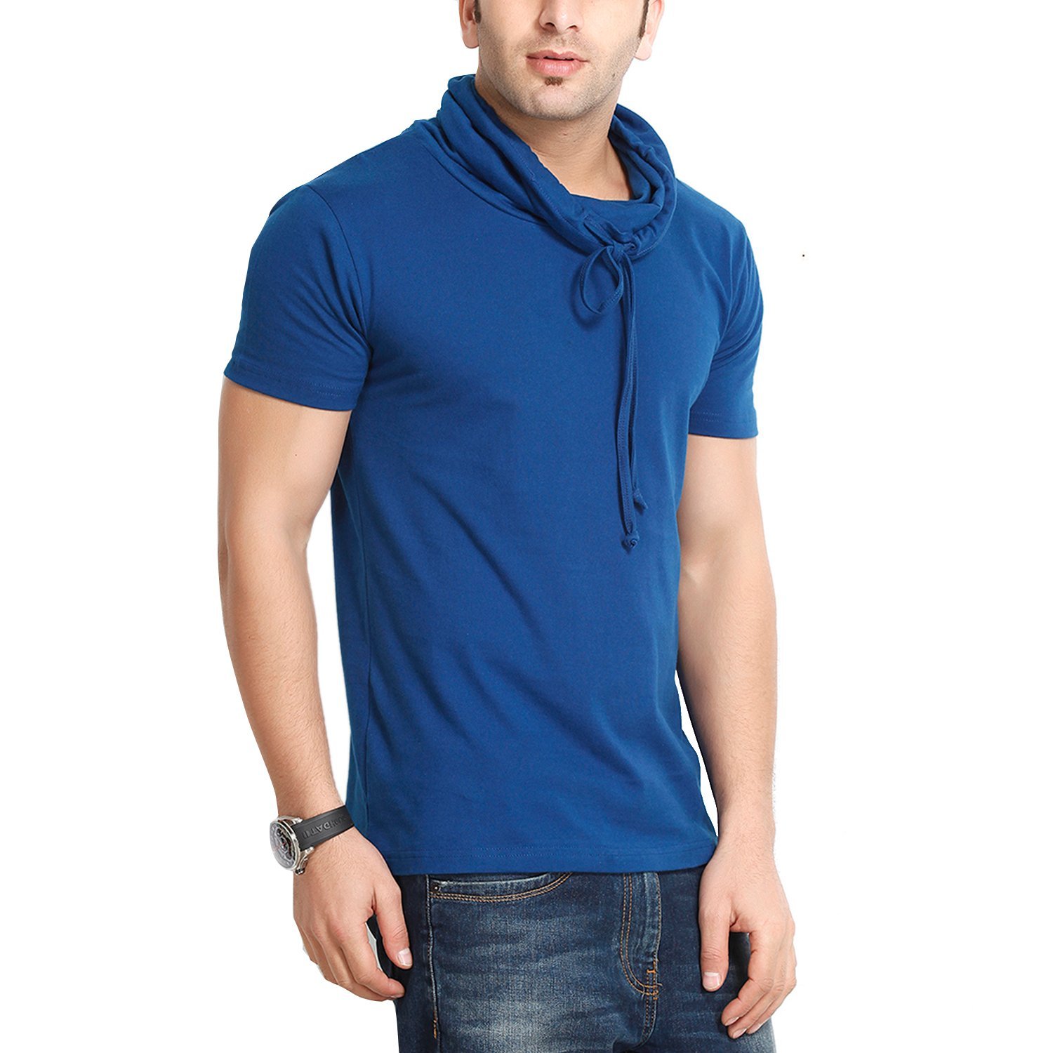 gritstones men's cotton hooded t-shirt black_large