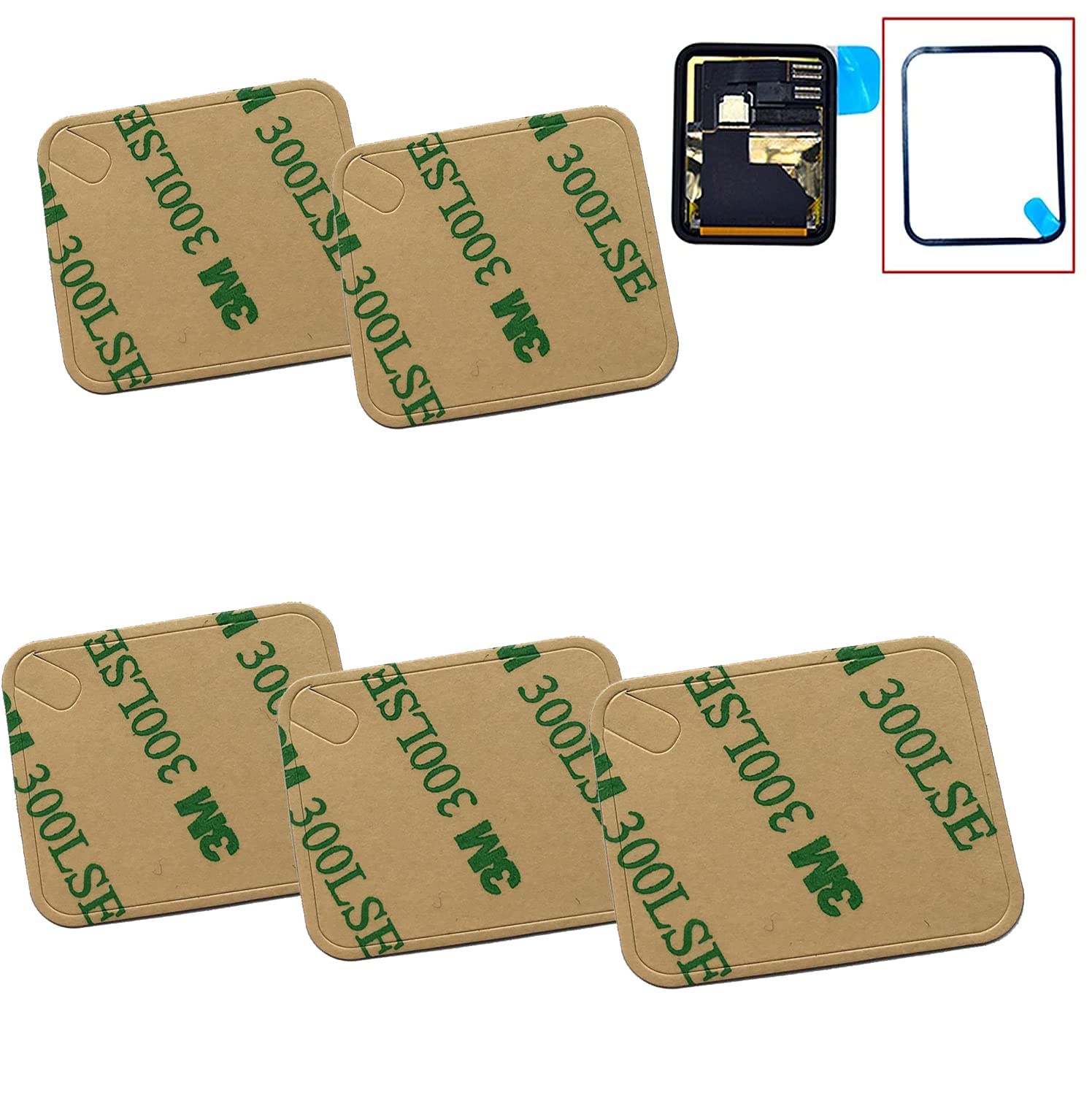 Photo 1 of Eaglestar 5pcs Lot Compatible Pre-cut Front LCD Sticker Replacement For Apple Watch Series 1&2 Waterproof Adhesive Tape Glue (38MM 5 Pieces)