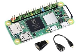 Pi Zero 2 W Basic Kit with Pre-Soldered Color-Coded Header Raspberry Pi Zero 2 W + Mini HDMI to HDMI Adapter + Micro USB OTG 