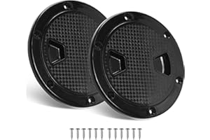 Amarine Made 2 Pack of Boat Round Non Slip Inspection Hatch,Detachable Cover and Pre-drilled Holes in Deck Plate Easily to In