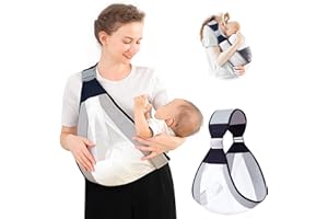 QETRABONE Adjustable Baby Holder Carrier, Baby Half Wrapped Sling Hip Carrier, One Shoulder Labor-Saving, Natural Cotton with Breathable Mesh Fabric for Newborn to Toddler Up to 45lbs (Grey)