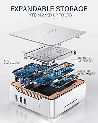 KAMRUI GK3Plus Mini PC, 16GB RAM 1TB M.2 SSD Mini