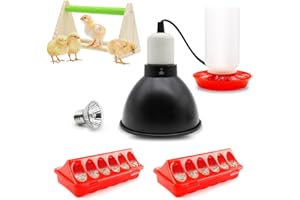GIFANK Chick Feeder and Waterer Kit with 75W Heat Lamp, Chick Perch, Flip Top Poultry Feeder, Baby Chick Starter Kit for Chick Brooder, Baby Chicken Supplies for Baby Chick, Duck and Quail