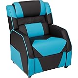 Amazon Basics Kids/Youth Gaming Recliner with Headrest and Back Pillow, 3+ Age Group, Black and Blue