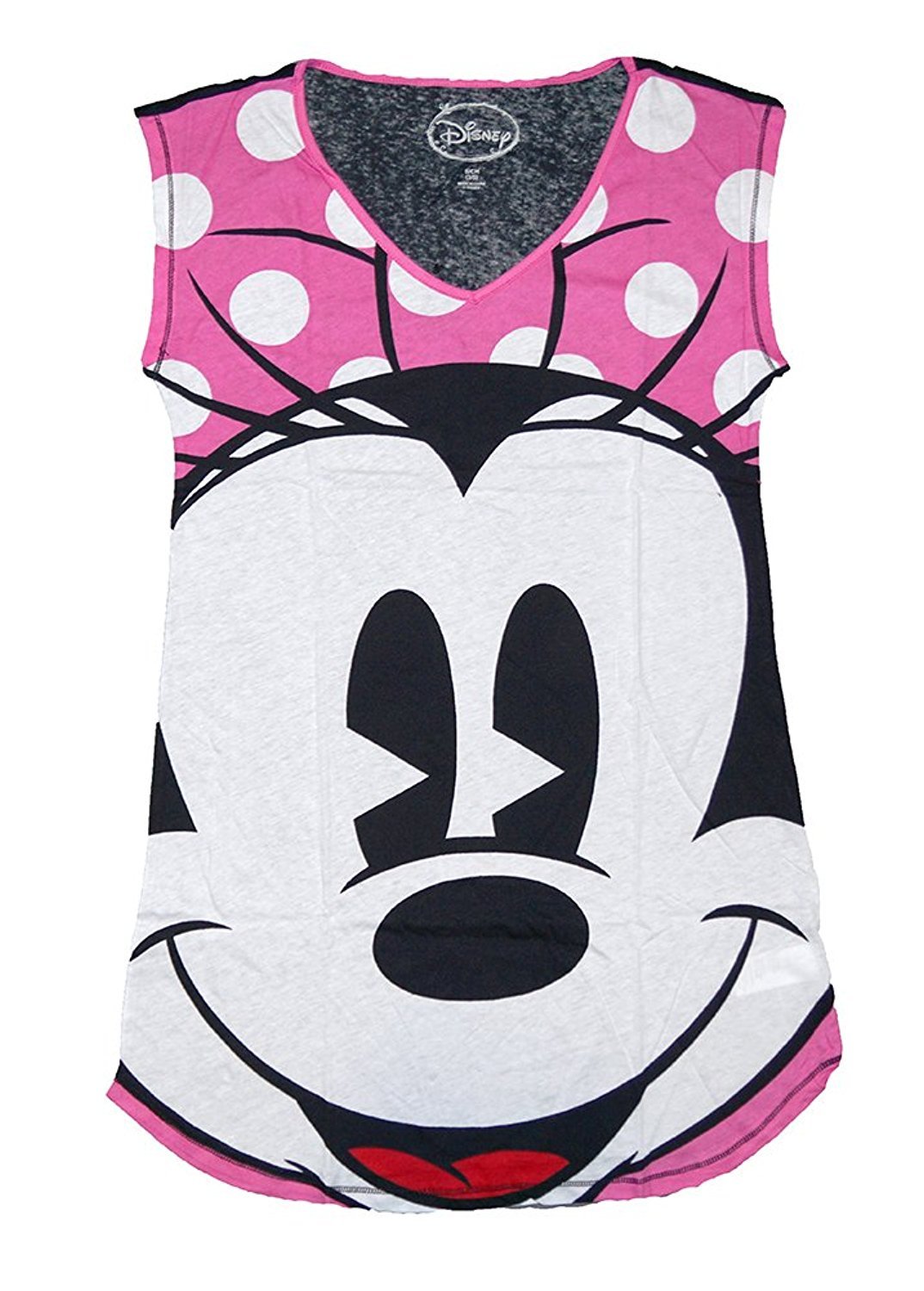 Disney Classic Minnie Mouse Womens Pajama T Shirt Tank Top - Hot Pink