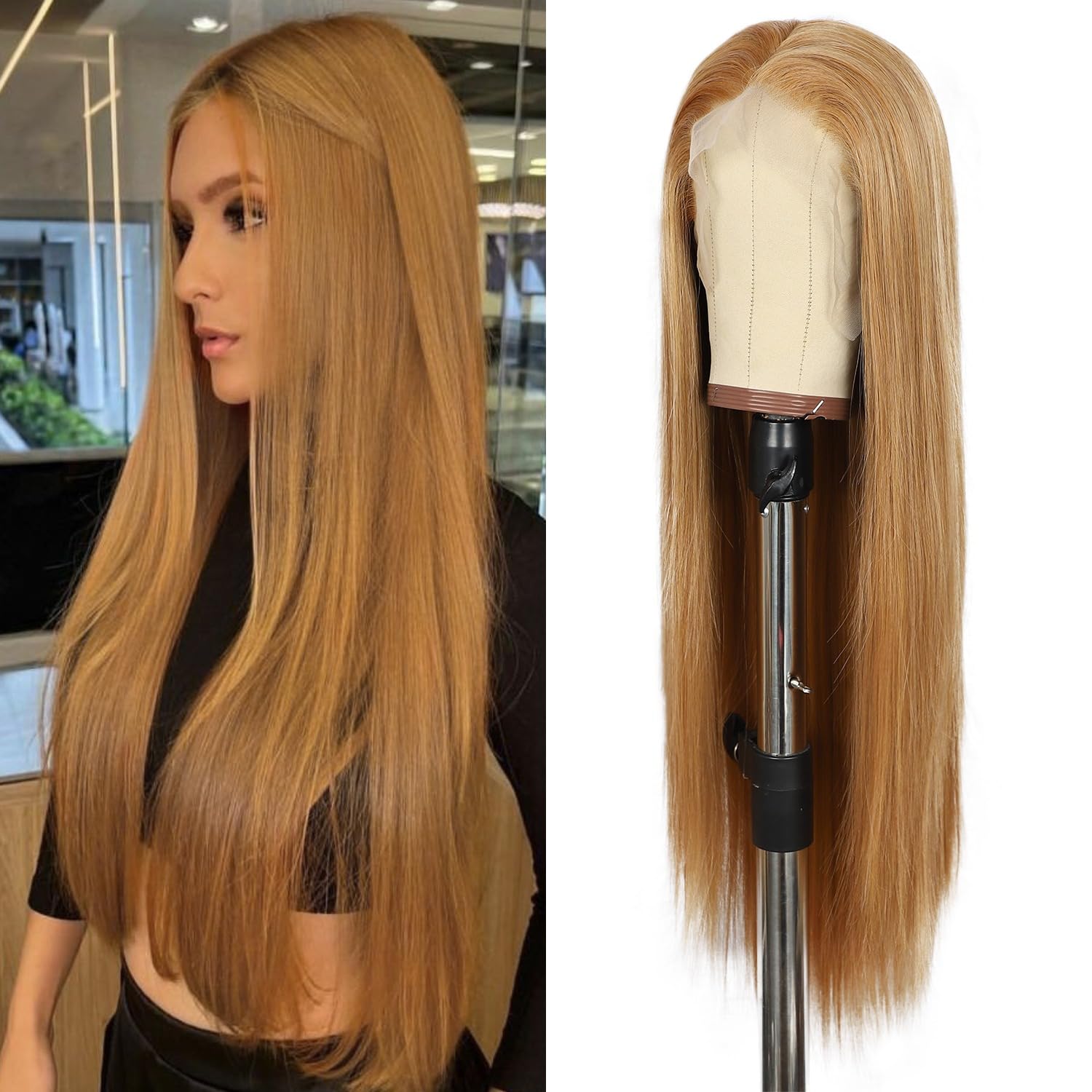 Sapphirewigs 13x6 Brown Straight Lace Front Wigs Long Straight Wig for Women Lace Front Synthetic Hair 150% Density Party Daily Wear Heat Resistant 26inch — image 1