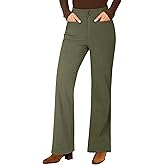 GRAPENT Corduroy Wide Leg Pants Woman High Waisted Trendy Fall Work Casual Elastic Waist Duo Button Welt Pocket Trousers