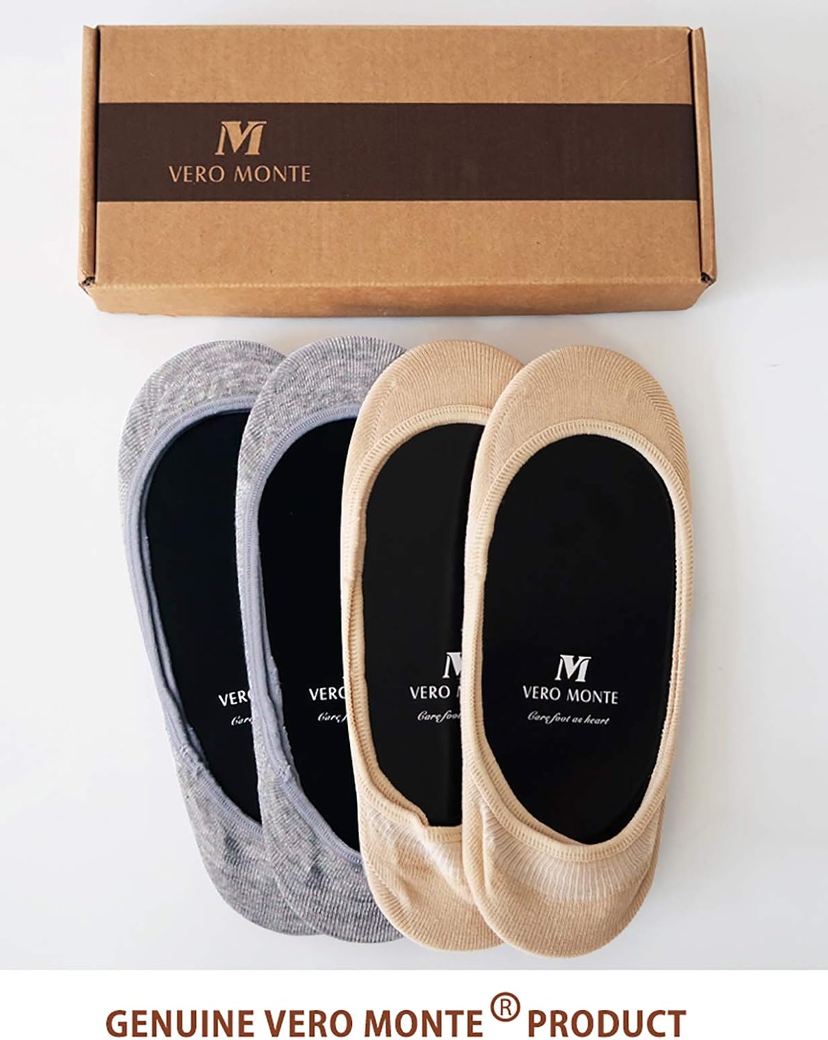 VERO MONTE 4 Pairs TRULY No Show Socks Women Cotton Ultra Low Cut Socks Flats