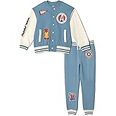 Marvel Fleece Varsity Bomber Jacket and Jogger Pants Outfit Set Toddler to Big Kid Sizes (2T - 14-16)
