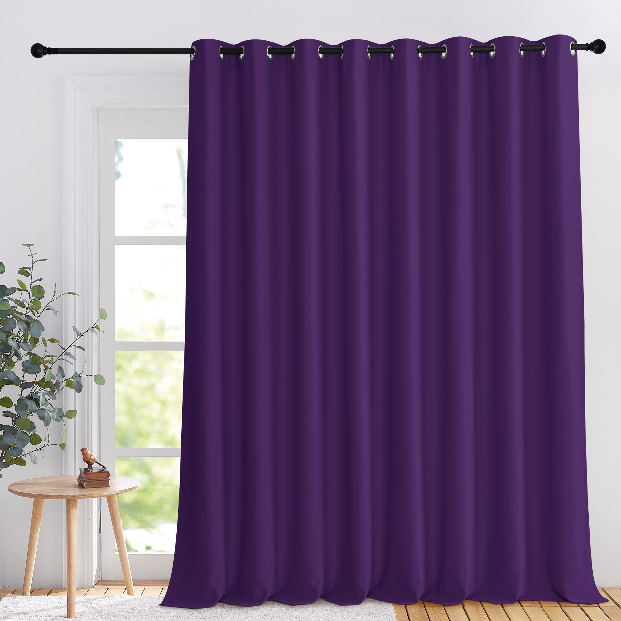 NICETOWN Patio Door Curtain for Living Room, Grommet Sound Reducing Room Divider Privacy Window Treatment for Living Room/Guest Room Darkning, Royal Purple, 1 Panel, W120 x L108 Image