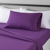 Amazon Basics 3 Piece Lightweight Super Soft Easy Care Microfiber Bed Sheet Set with 14" Deep Pockets, Breathable, Wrinkle Resistant, Twin, White, Solid, 4-Pack