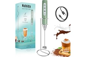 Nahida Rechargeable Milk Frother Wand for Coffee Include Stand - Granite