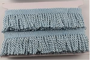 HEARTWISH Curtain Fringes Bullion Fringe Trim 2.5Inch Wide 5 Yards Long,Fabric Trims and Embellishments Curtain Weights Fringes for Sewing DIY Decoration Black Gold White (Bright Blue)