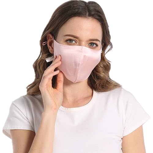 100% Mulberry Silk Face Mask for Women Men Reusable Adjustable with Filter Pocket