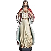 BC Catholic Sacred Heart of Jesus Statue, 10" H Jesus Christ Figure, Religious Gifts, Inspirational Indoor Home Decor, Hand Painted by Buildclassic