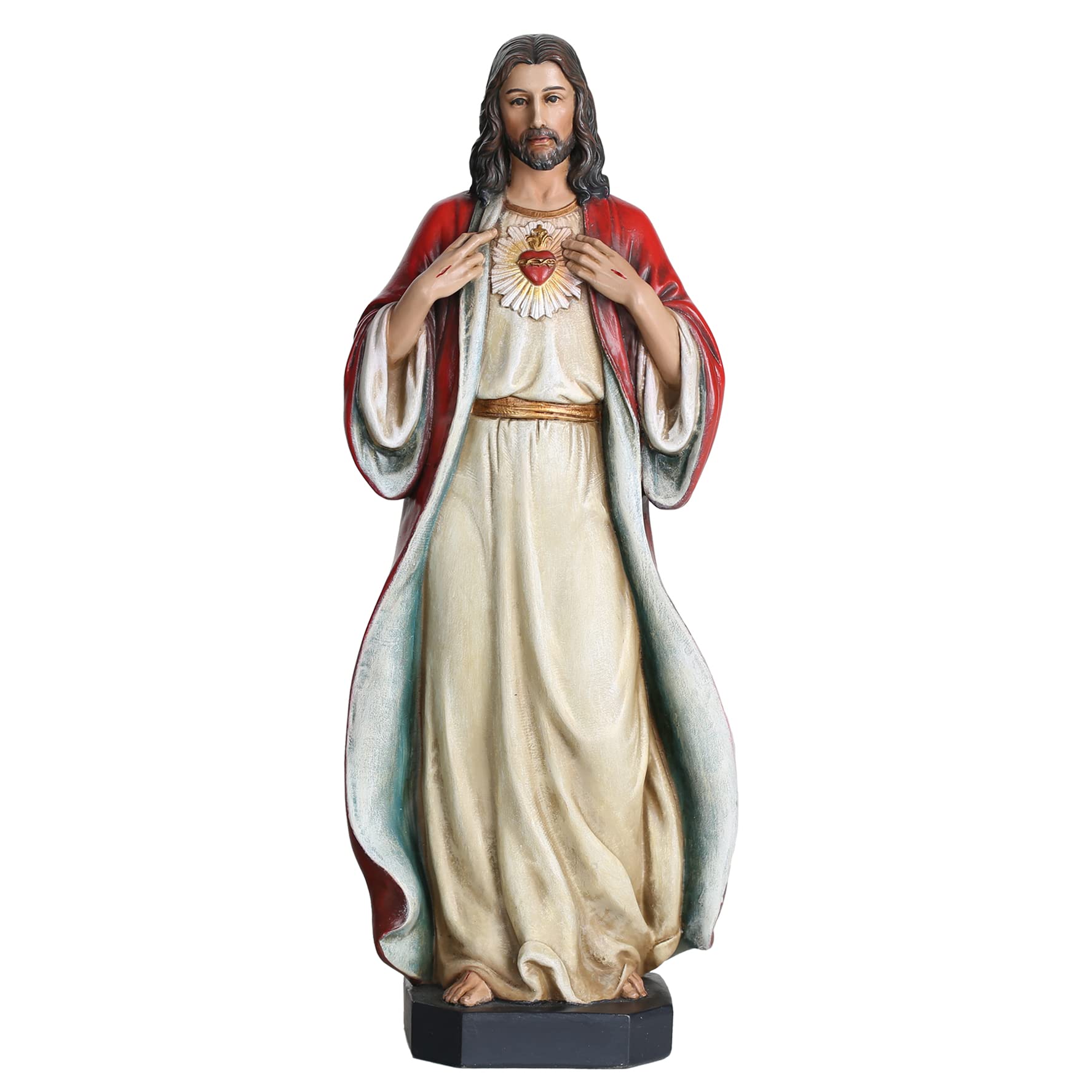 BC BUILDCLASSIC Sacred Heart of Jesus Figure, Jesus Statues, Catholic Gifts 10 inches H, Hand Painted
