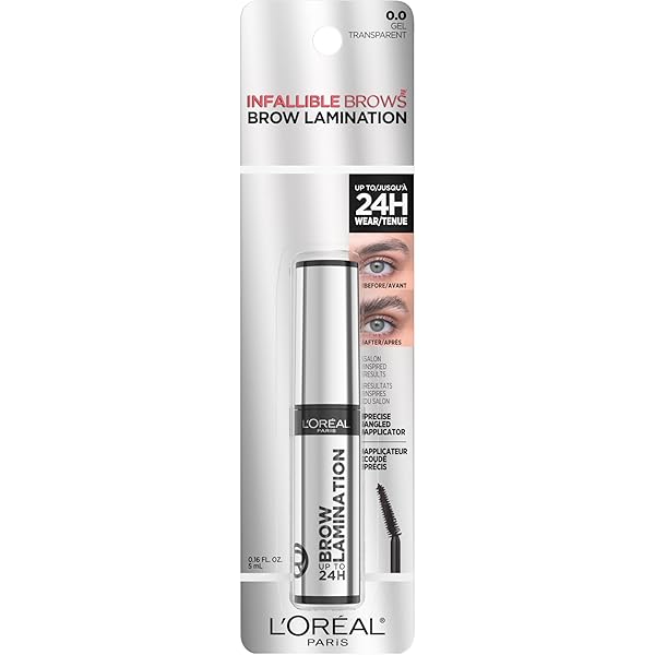 L’OREAL PARIS INFALLIBLE UP TO 24H WEAR BROW LAMINATION, WATER-RESISTANT LONGWEAR EYEBROW GEL MAKE UP, CLEAR/TRANSPARENT, 0.16 FL OZ