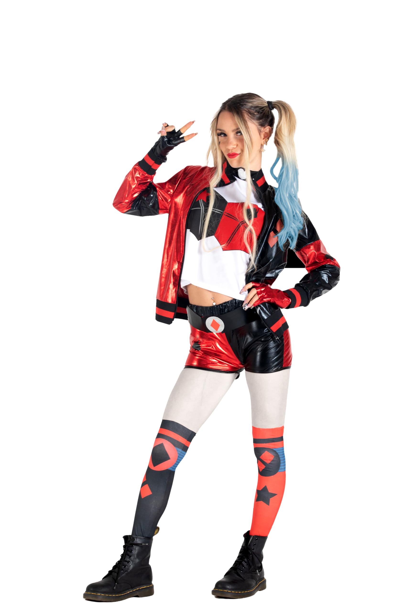 Kids Costumes: Red and Black Harley Quinn Costume for Girls - Official DC Comics Children's Outfit - Size 10-12 years