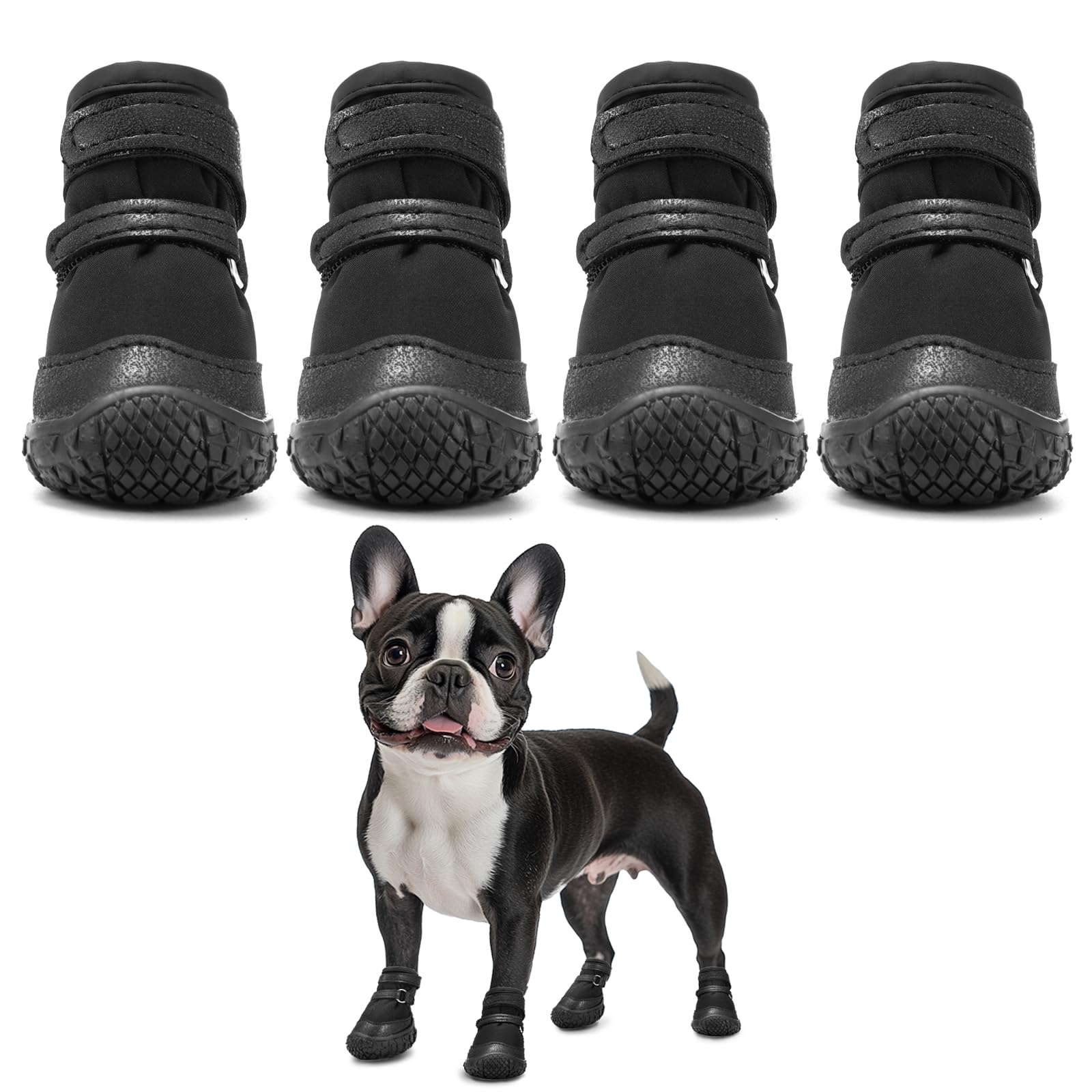Photo 1 of Hcpet Dog Shoes for Small Dogs, Puppy Dog Boots & Paw Protectors for Winter Snowy, Summer Hot Pavement, Outdoor Walking Adjustable Small Dog Shoes, Indoor Hardfloors Anti Slip Dog Booties Black 3