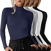 Velvelhall 4 Pack Women's Underscrub Shirts Long Sleeve Mock Turtleneck Slim Fit Scrub Basic Undershirt Tees Tops for Nurse