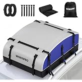 WORKPRO Rooftop Cargo Carrier Bag, 21 Cubic Feet Waterproof Car Roof Bag | Heavy-Duty 840D PVC Material, Storage Bag, Secure 6 Door Hooks, Weather Resistant, Anti-Slip Mat Support for Vehicles
