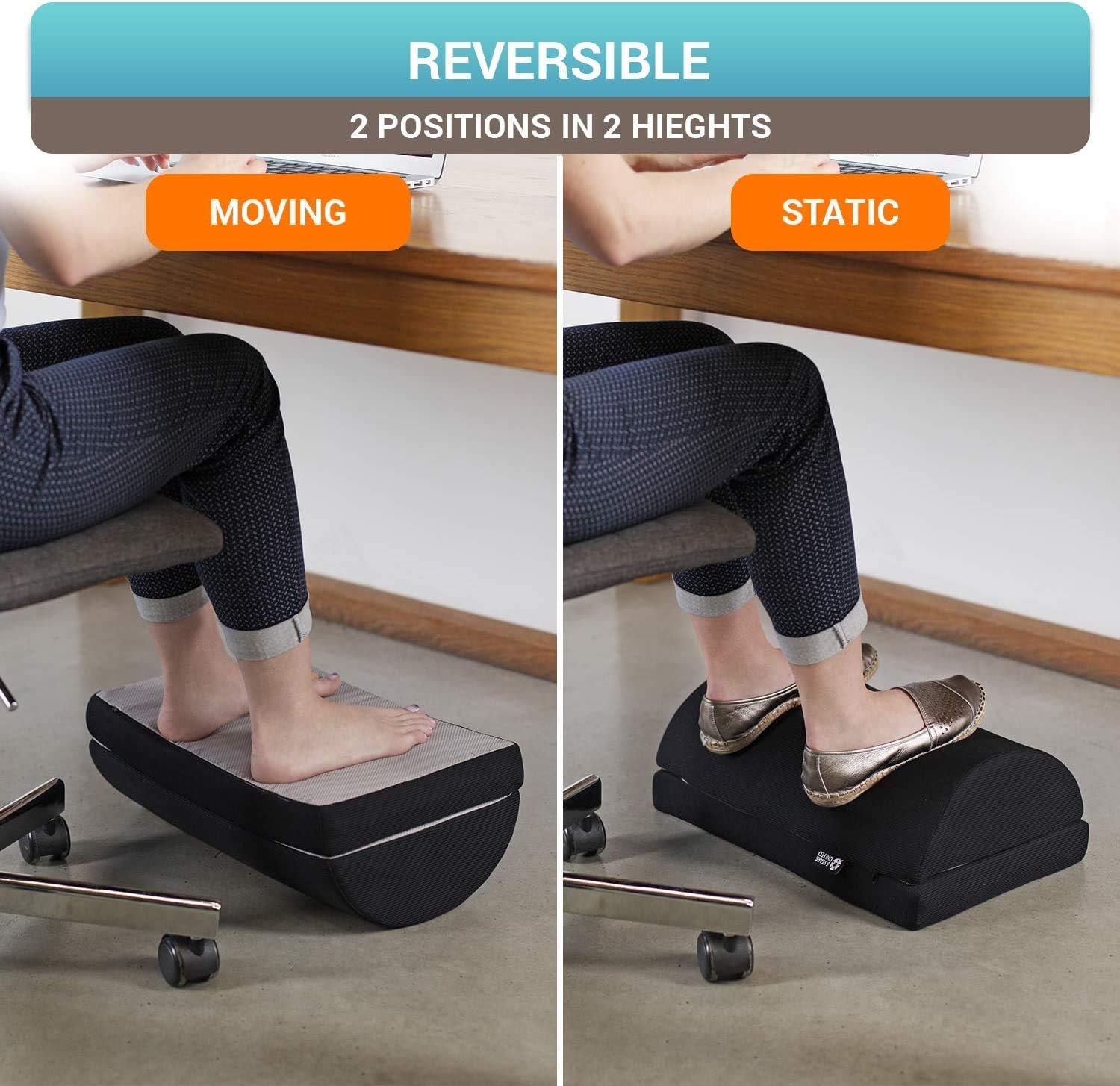 Foot Rest Under Desk Cushion - Adjustable Height 6" - Ergonomic Half-Cylinder Pad for Extra Leg Support - Breathable Mesh Cover - Non-Slip Bottom - Foot Stool for Home and Office : Office Products