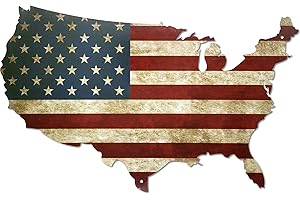 Tegik American Flag Wall Decor, USA Outline Metal Wall Art, Patriotic Metal Signs for Man Cave Room Garage