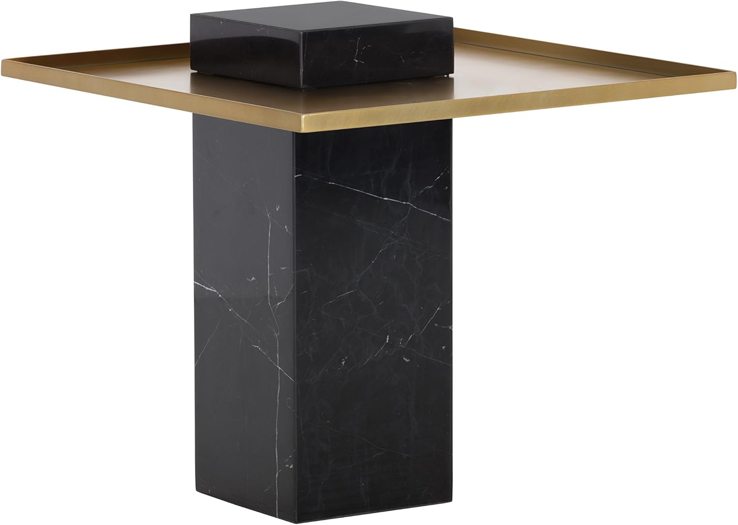 Sunpan Modern Verona End Table, Black Marble/Gold