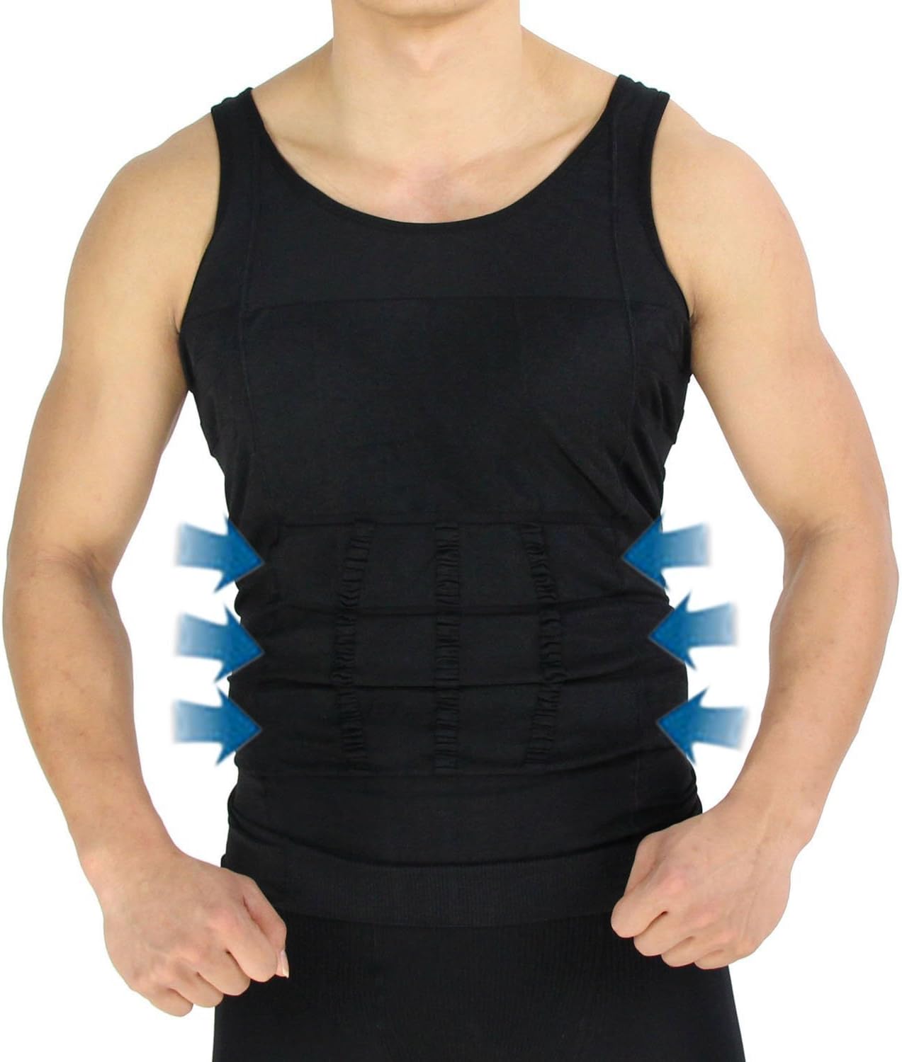 Men Body Slimming Tummy Shaper Belly Underwear shapewear Waist Girdle shirt Vest // Black //Size:L