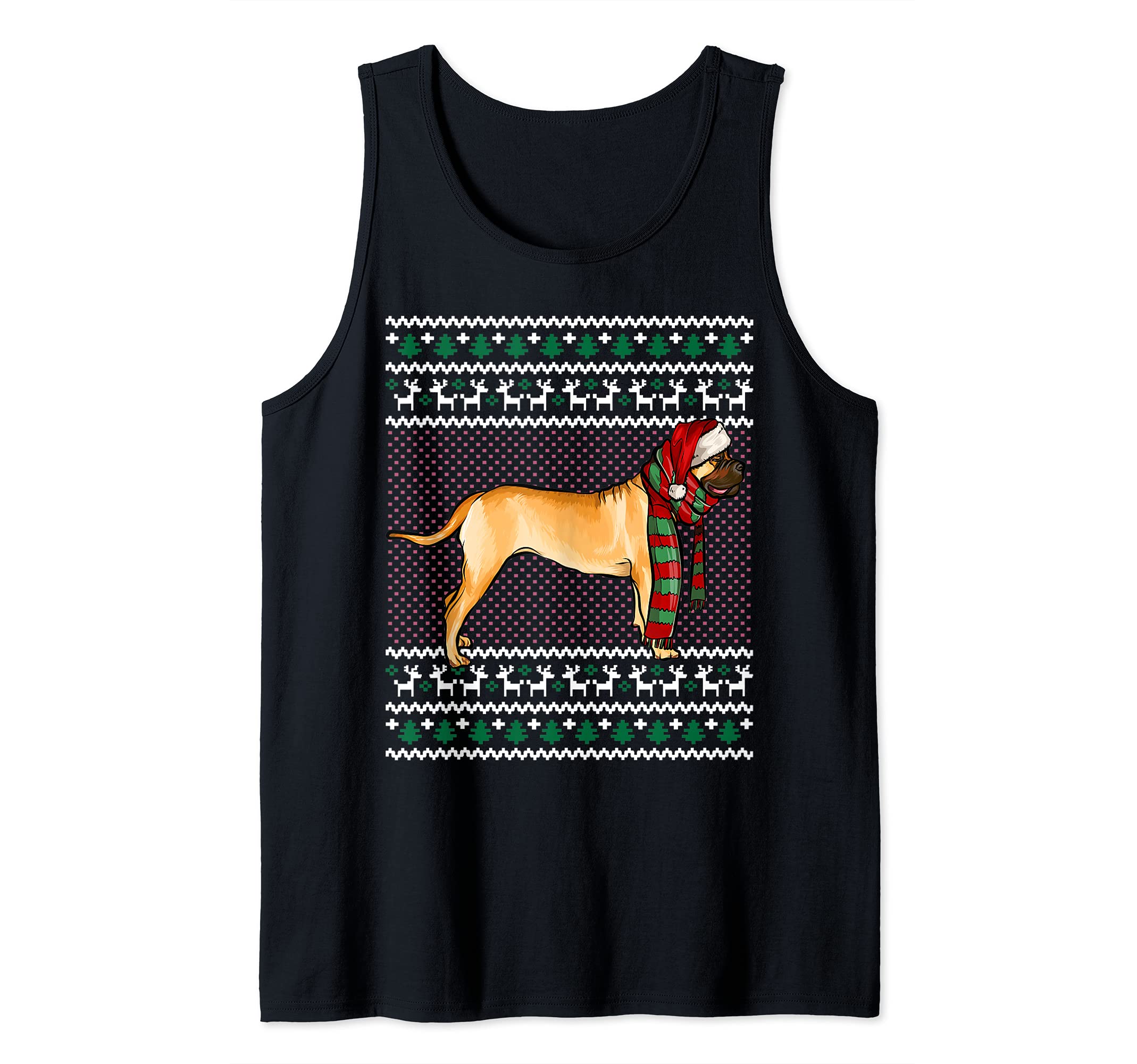 Xmas Bullmastiff Dog Santa Hat Ugly Christmas Tank Top
