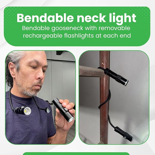 LITEZALL 500 LUMEN RECHARGEABLE NECK LIGHT – BENDABLE NECK FLASHLIGHT, LAMP WITH FOCUS BEAM, BOOK LIGHT, LIGHTS FOR CRAFTS, USB-C CHARGING